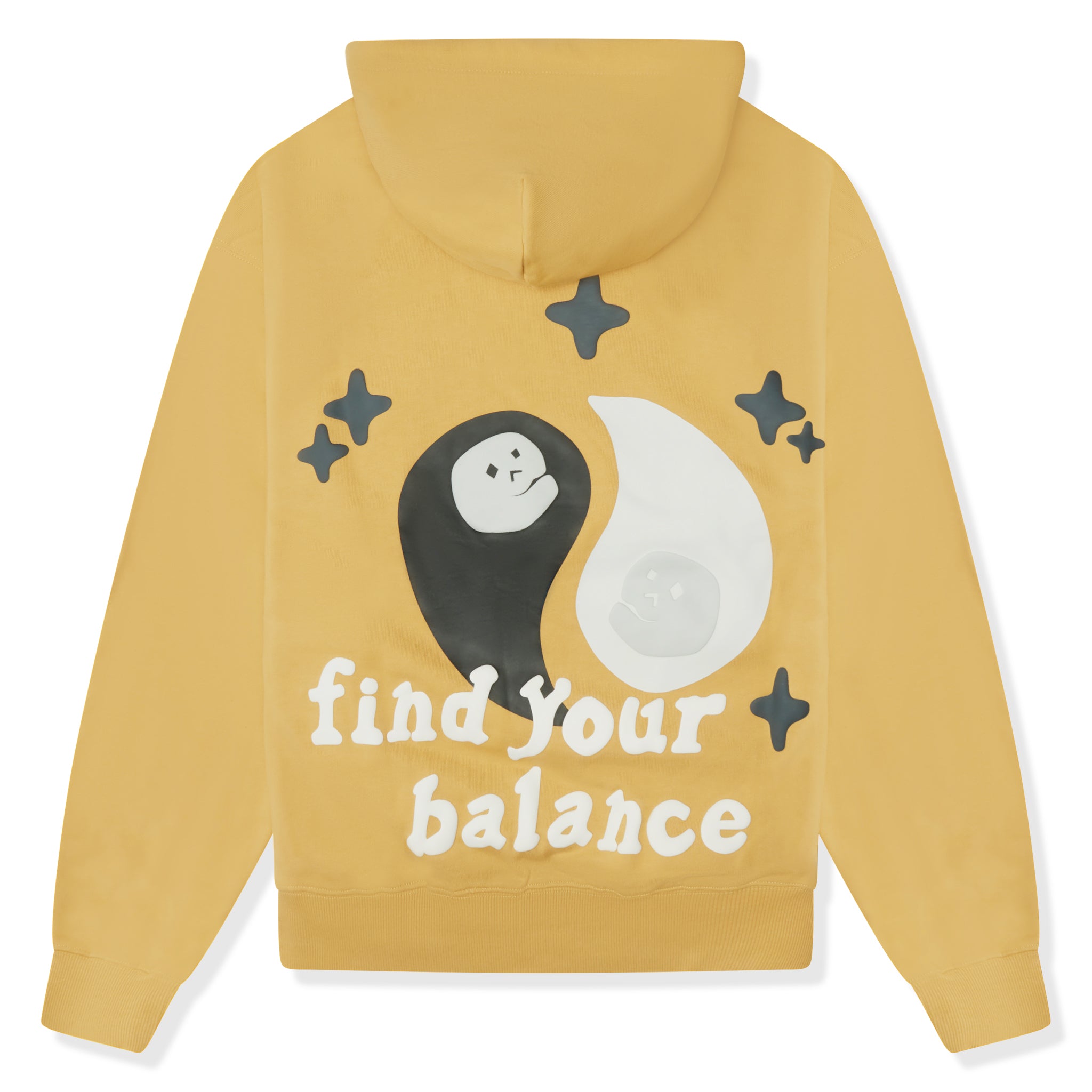 Back view of Broken Planet So Much Chaos Mustard Yellow Hoodie BP-SMC-HD-MUSTARD